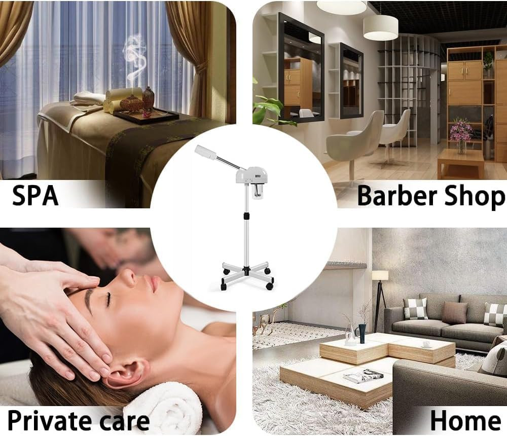 Professional Facial Steamer with Hot Mist Function, Stand Facial Steamer on Whee