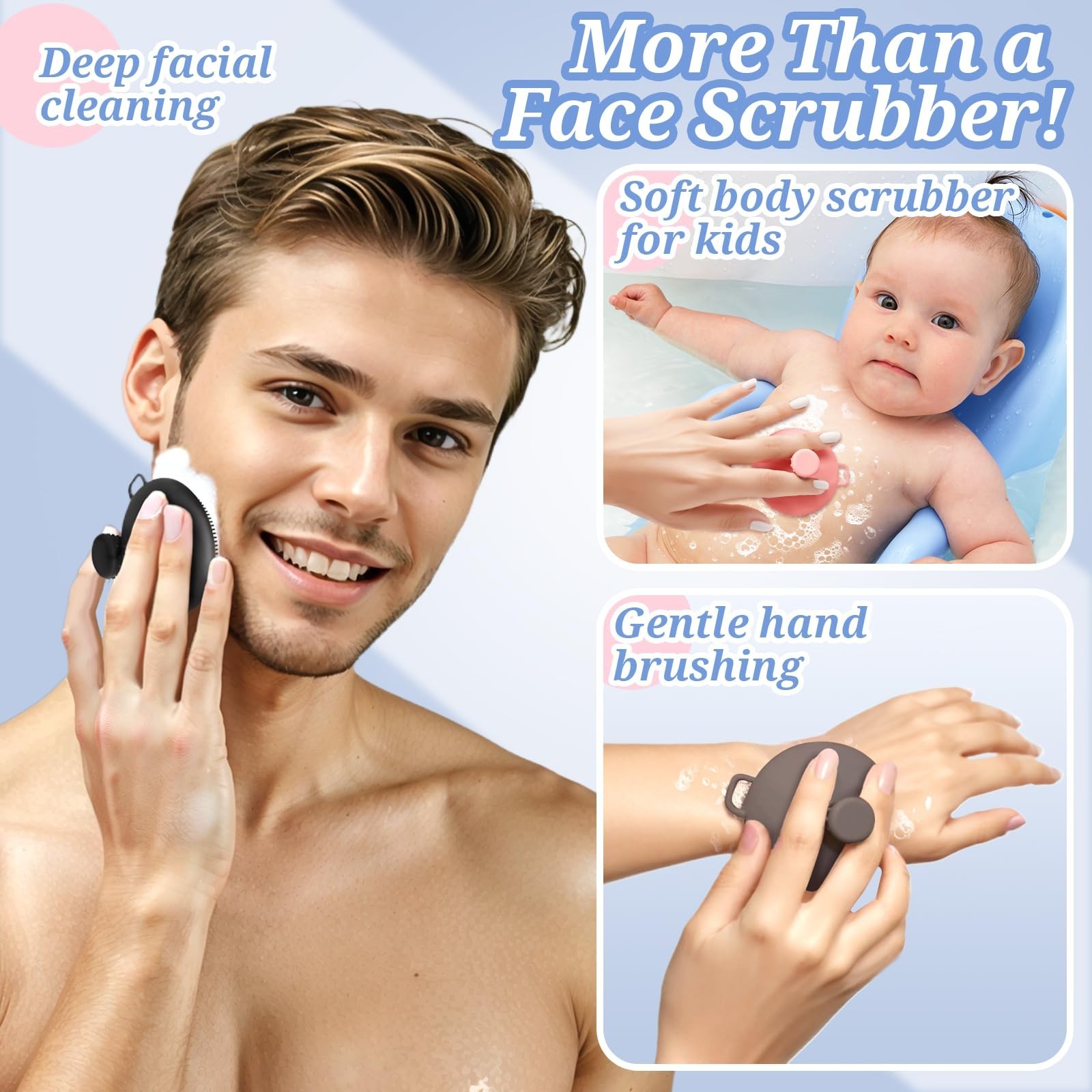 Silicone Face & Body Scrubber Set, Exfoliating Body Scrubber Face Scrubber wi…