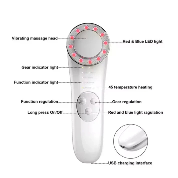 2 Pack- 5-in-1 Microcurrent Facial Device Anti-Aging Skin Tightening & Glow Tool