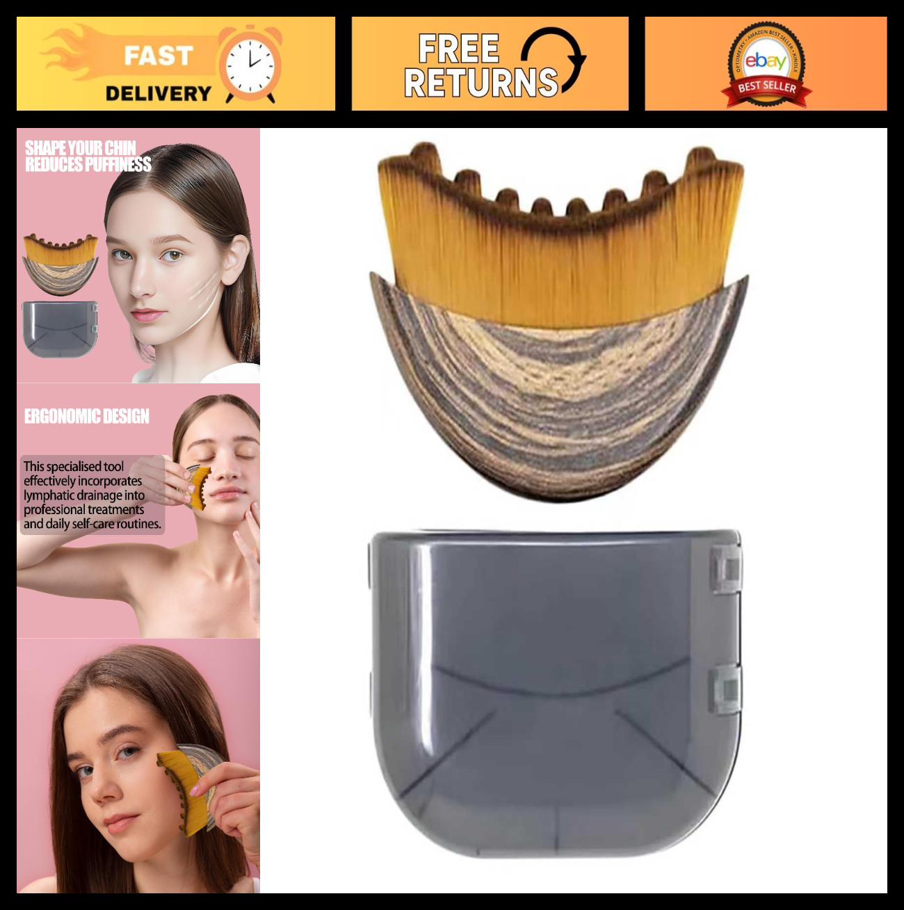 Lymphatic Drainage Face Brush Massager for Double Chin Reduction & Fatigue Relie
