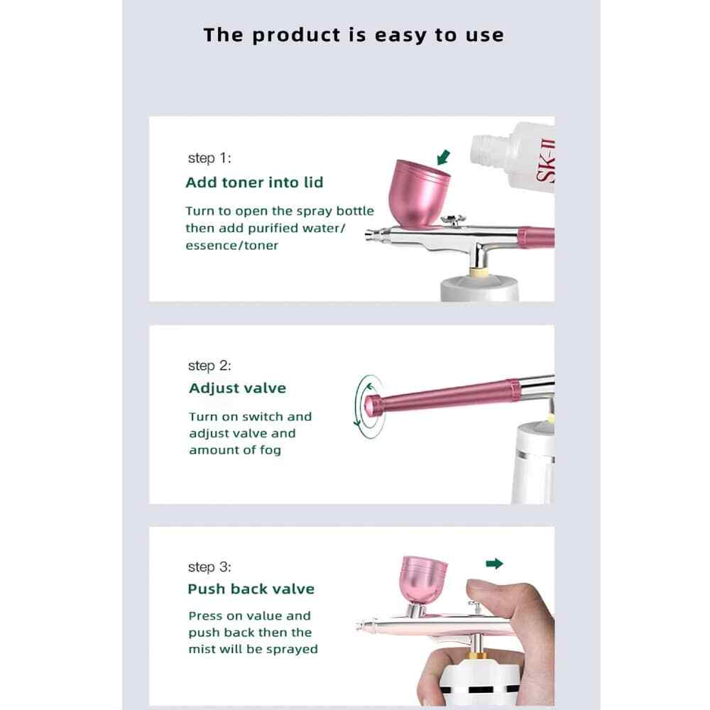 High Pressure Nano Facial Oxygen Steamer Fine Mist Deep Moisturizing Handlepiece