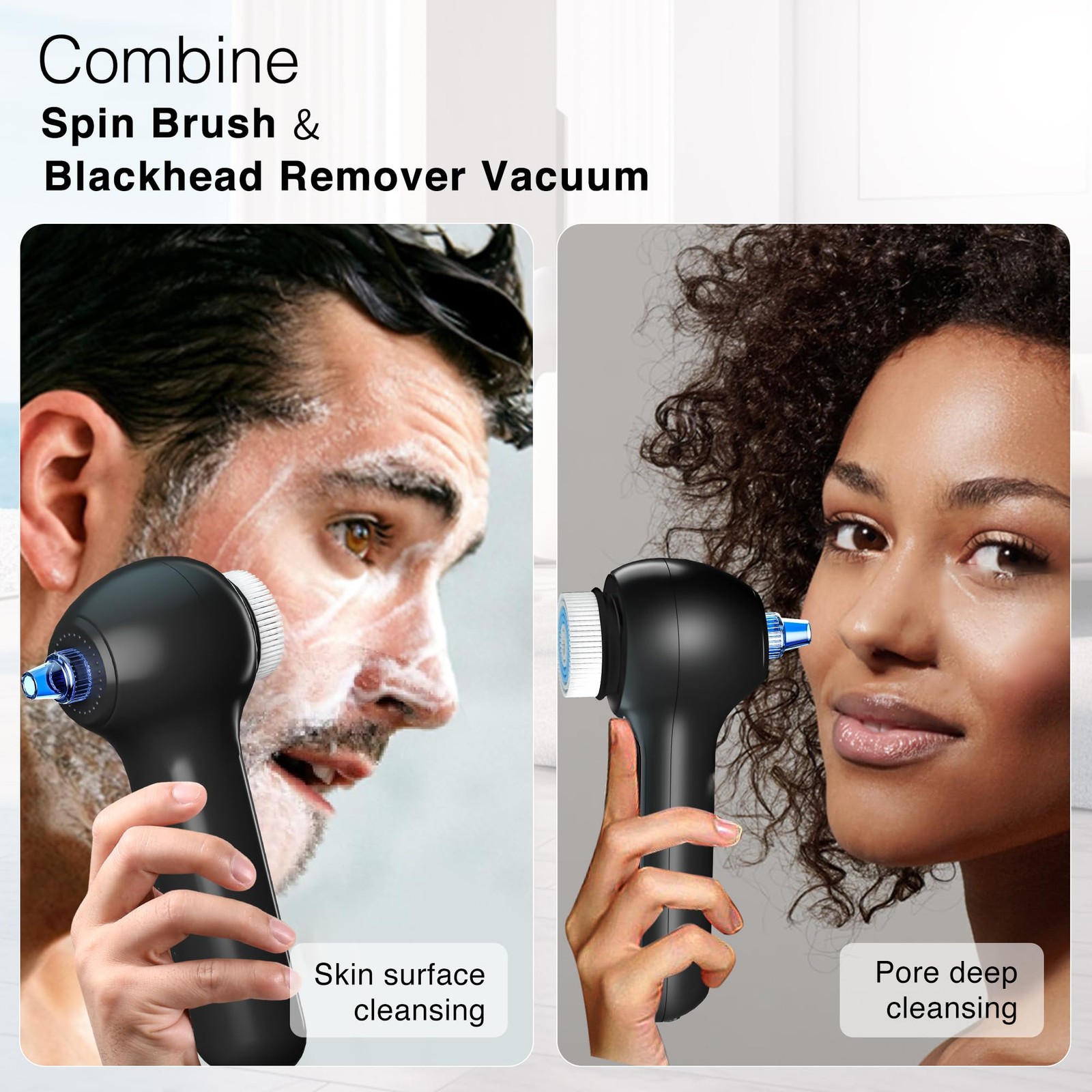 UMICKOO Electric Facial Cleansing Brush with LCD Screen, 3-in-1 Dull Black
