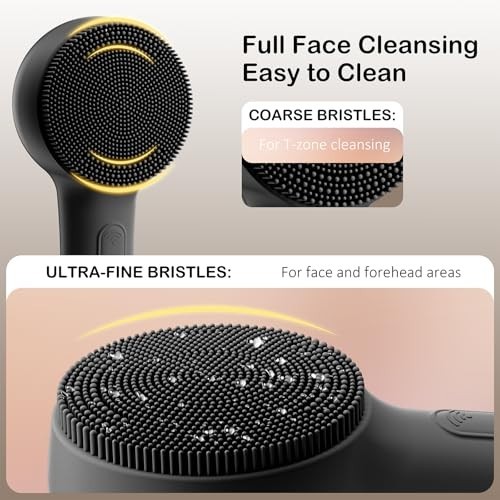 Rechargeable Silicone Facial Cleansing Brush, Waterproof Exfoliator & Massager,