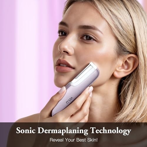 Sonic Dermaplaning Tool for Facial Exfoliation & Peach Fuzz Removal – 10 Blades