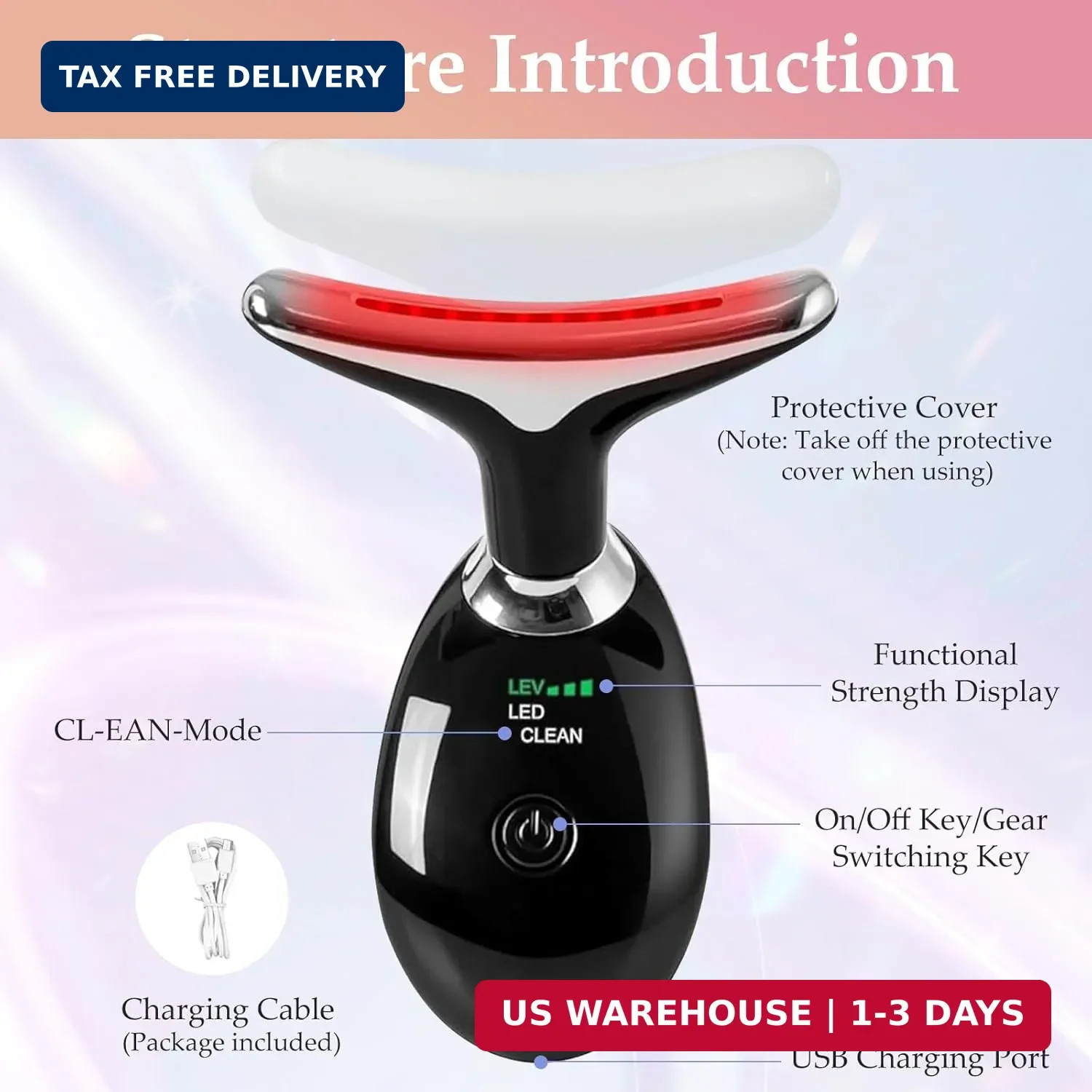 Red-Light-Therapy-for-Face and Neck Massager,7 Colors Womens Skin Rejuvenation L