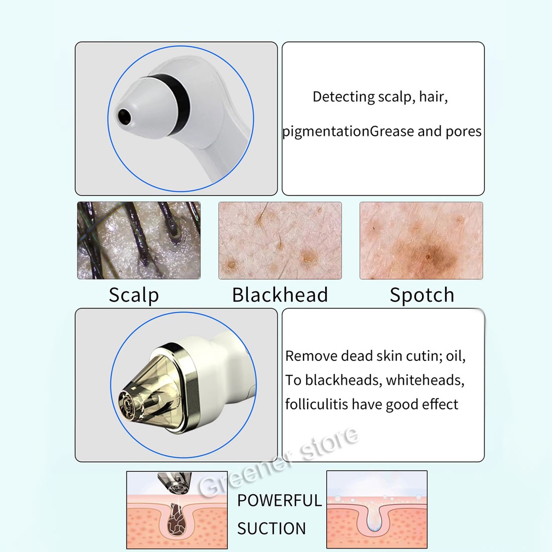 8in1 Facial Deep Cleansing Skin Analyzer Skin Hair Scalp Care LED Light Therapy