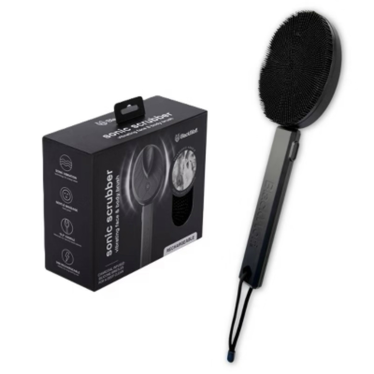 BlackWolf Sonic Scrubber Rechargeable Vibrating Face & Body Brush Gray