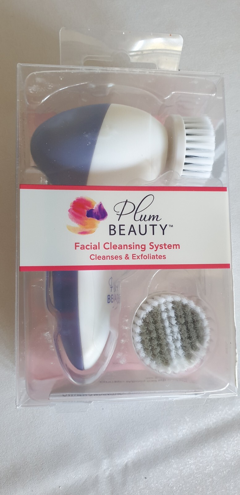 Plum Beauty Facial Cleansing System 2 Brush Heads Cleanses & Exfoliates