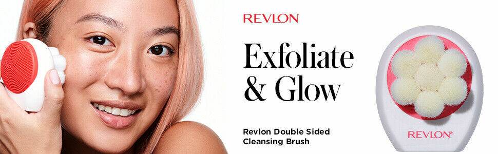 REVLON DOUBLE SIDED FACIAL CLEANSING BRUSH EXFOLIATE & GLOW NIB