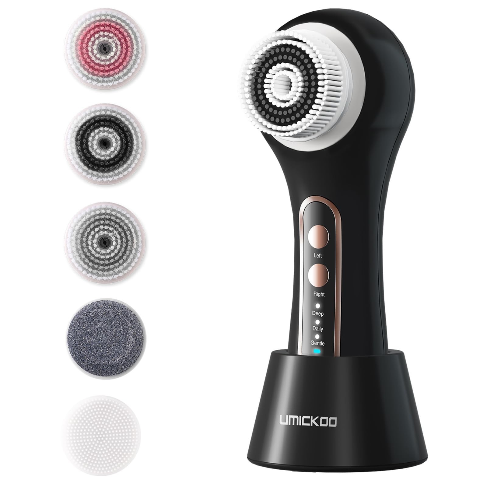 Electric Facial Cleansing Brush – 2-Way Rotating Scrubber, 3 Modes, 5 Heads, Wat