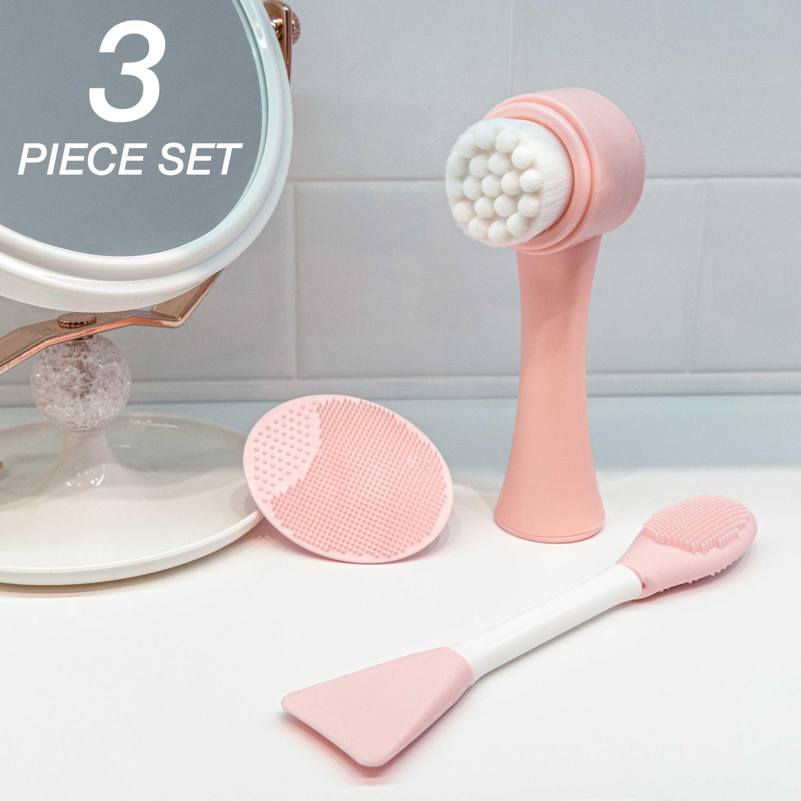 Expressions 3pc Facial Cleansing & Exfoliating Set – Complete Face Pink