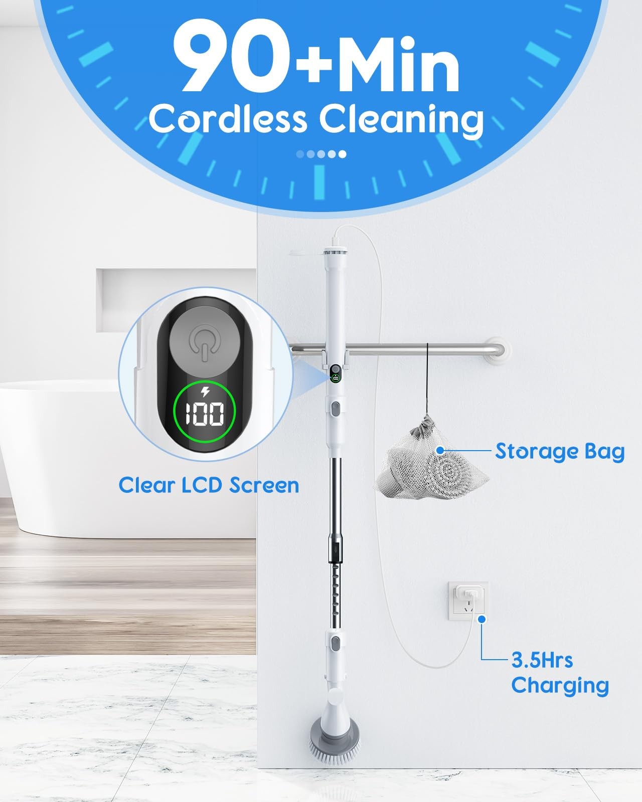 OUTRING Spin Scrubber with Big Display, Fast Charging Cordless Cleaning Brush…