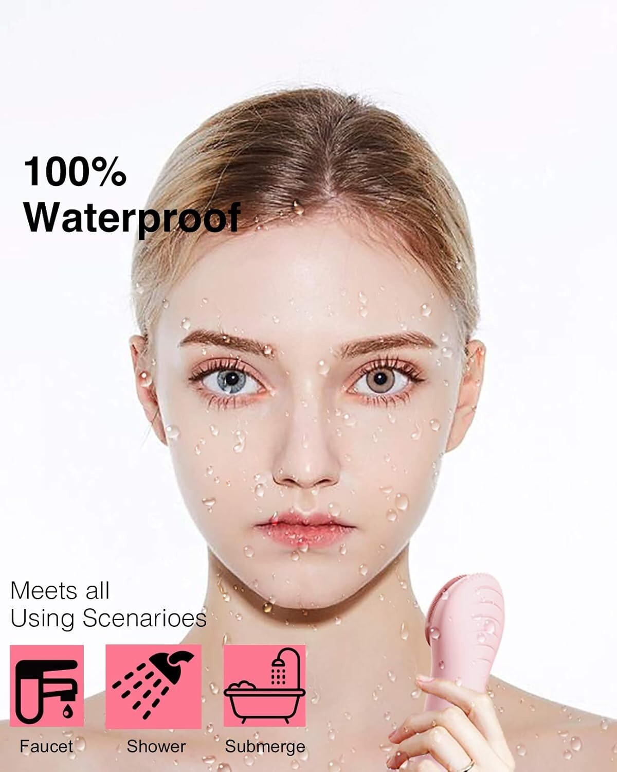 NågraCoola CLIE Facial Cleansing Brush, Waterproof and Rechargeable – Pink