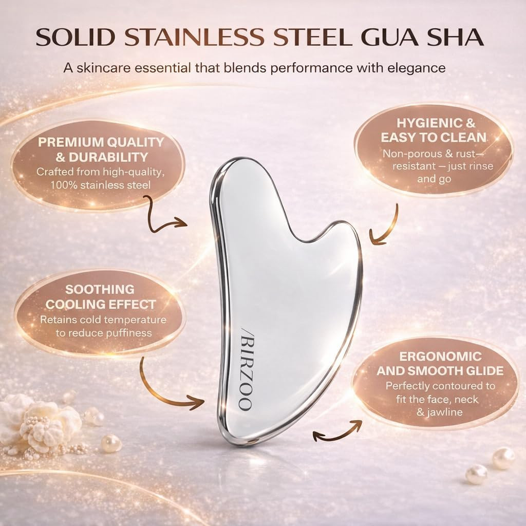 Gua Sha Tool for Face, Lymphatic Contour Face Brush & Massage Set | Thick Sta…