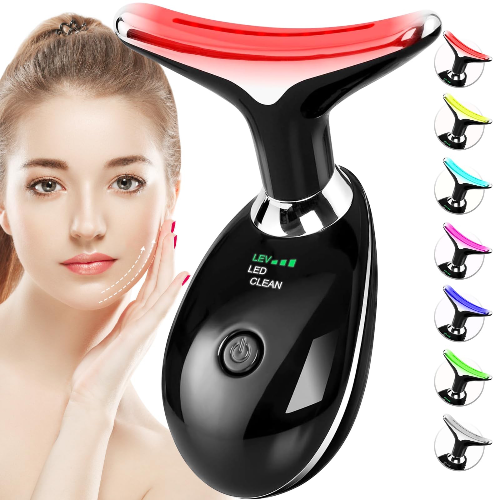 Trinity Microcurrent Facial Machine Black 7 Color Modes Face Massager Tool