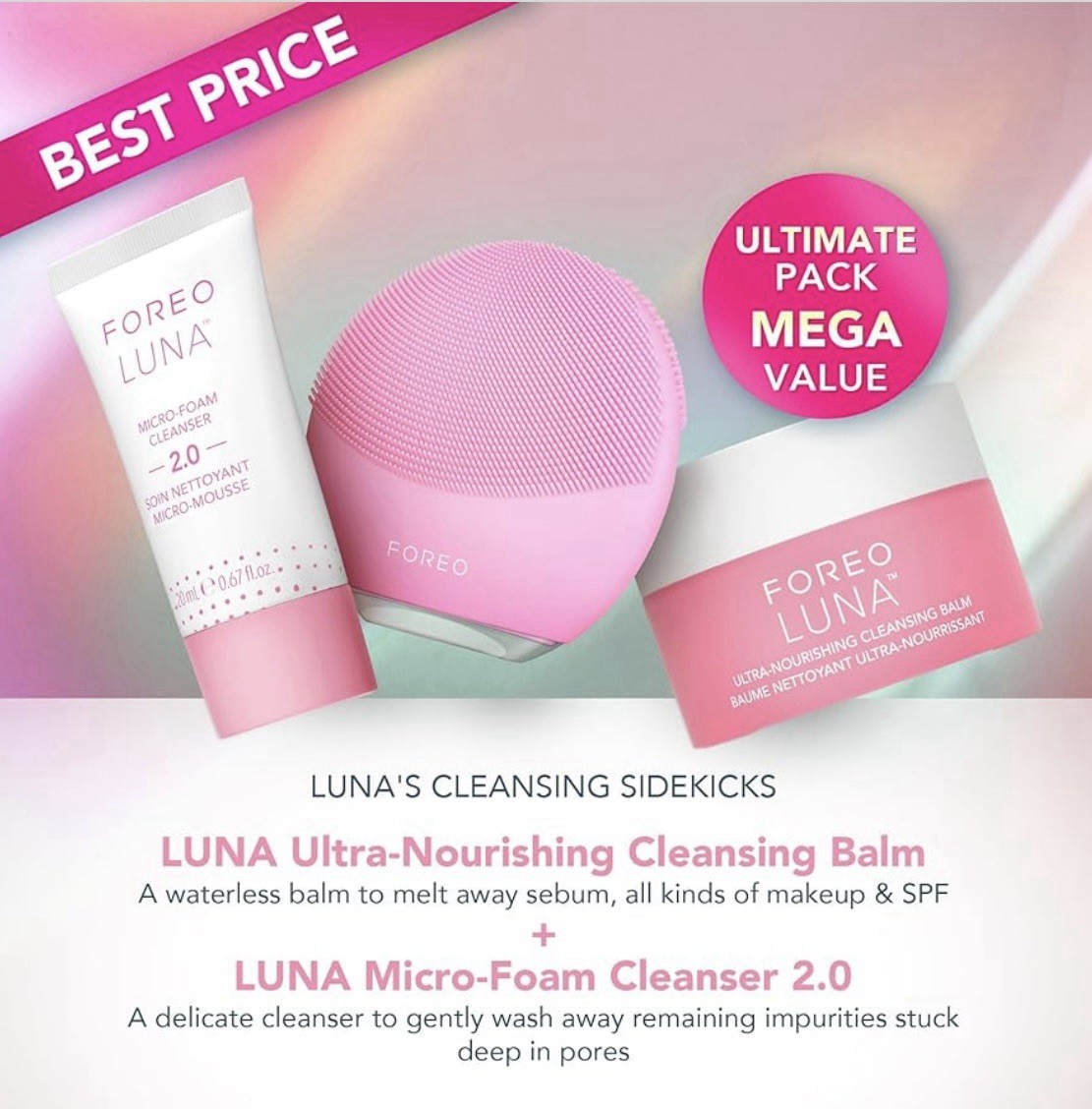 Foreo LUNA Mini 3 Skincare Bundle | Cleansing Brush, Foam & Balm