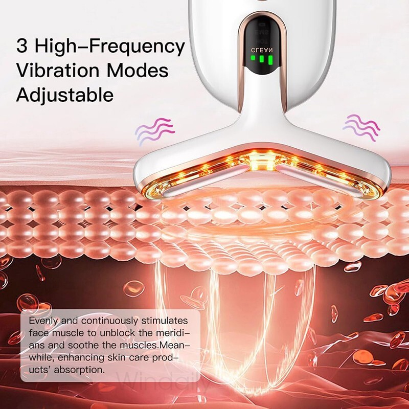 Face Neck Lifting Device Vibration EMS Facial Massager LED Light Therapy Machine