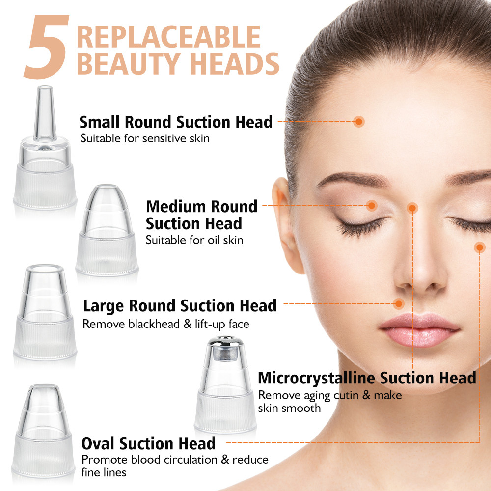 Pore Vacuum Blackhead Remover Facial Suction Blackheads Black Spots Removal Deep