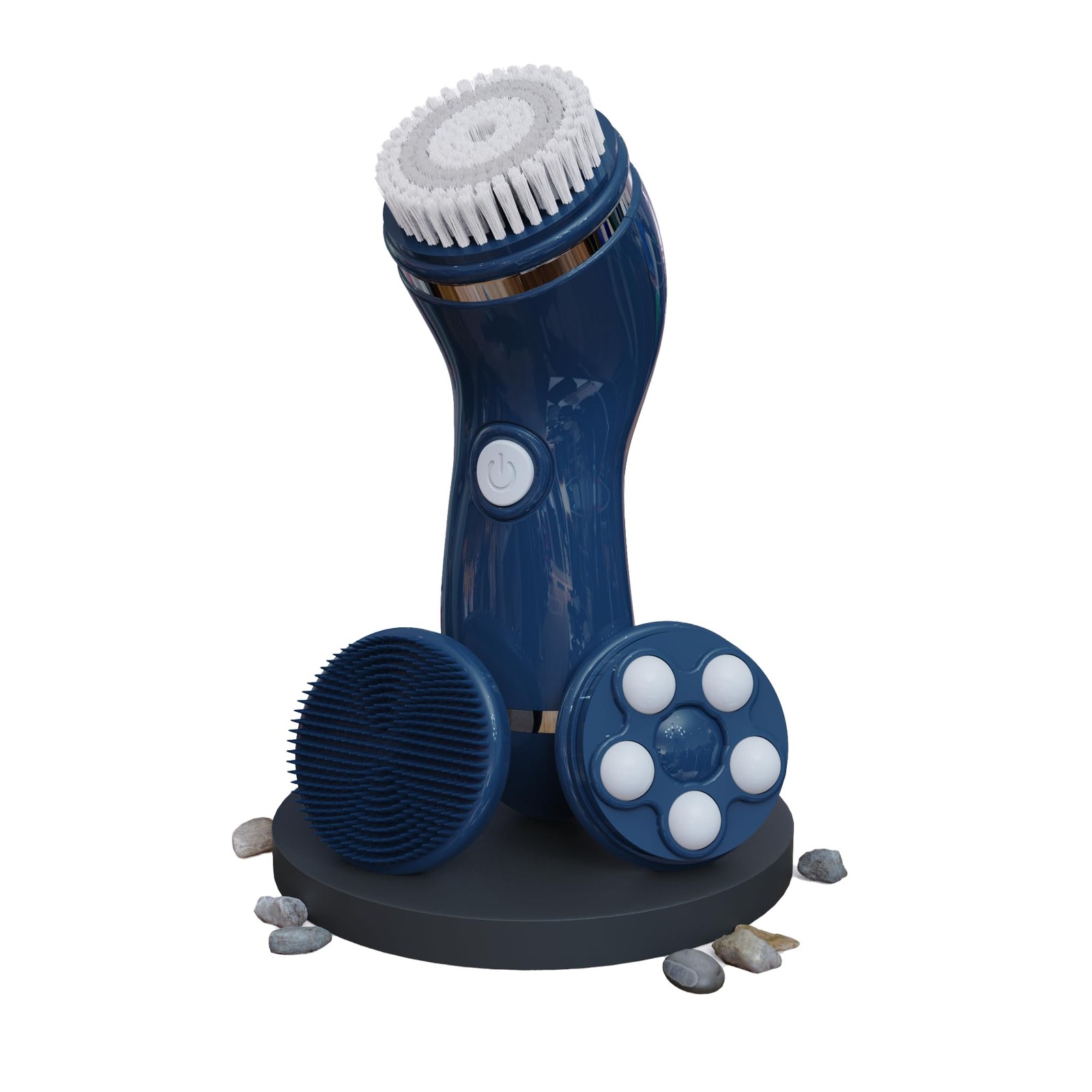 Perry Ellis 4-in-1 Cordless Massage and Cleansing Set with 4 Brush Heads, Exf…