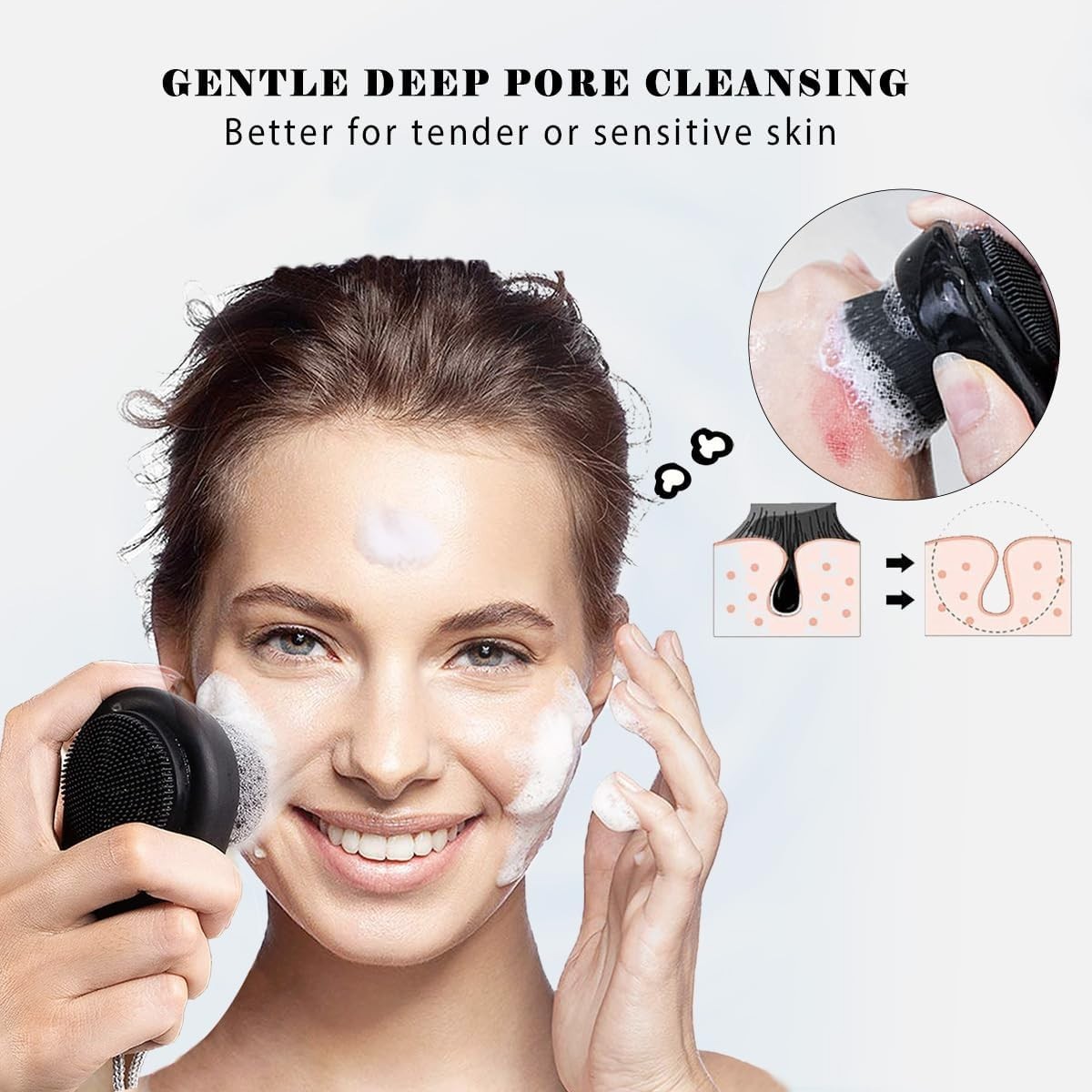 2 Pack Facial Cleansing Brushes 2-in-1 Face Brush Deep Pore Clean Exfoliating Sc