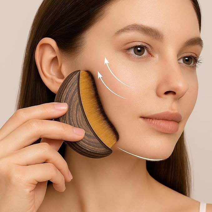 Lymphatic Contour Face Brush – Lymphatic Drainage Tool with Ergonomic Wooden Han