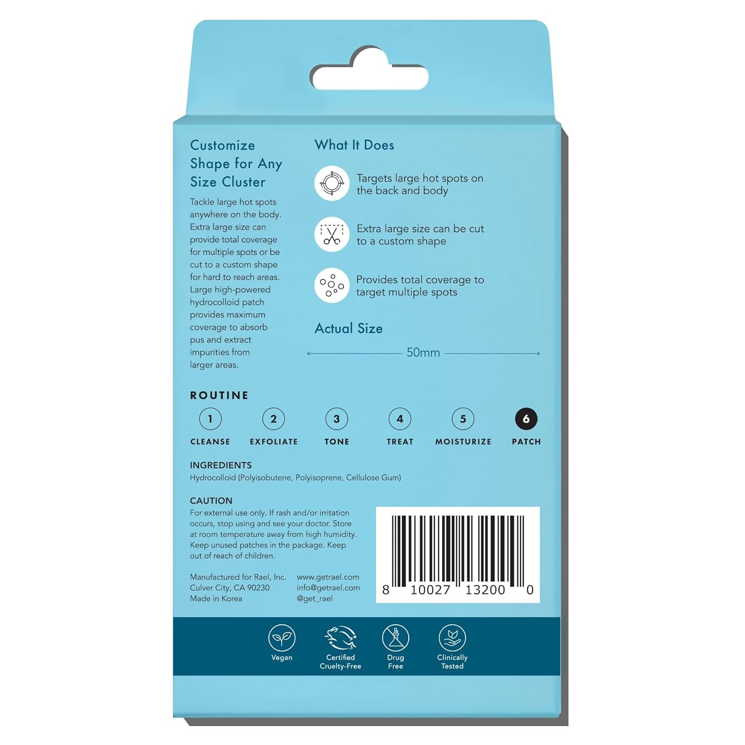 Rael Hydrocolloid Pimple Patches, Miracle XL Spot Cover, Large Acne (6 Count)