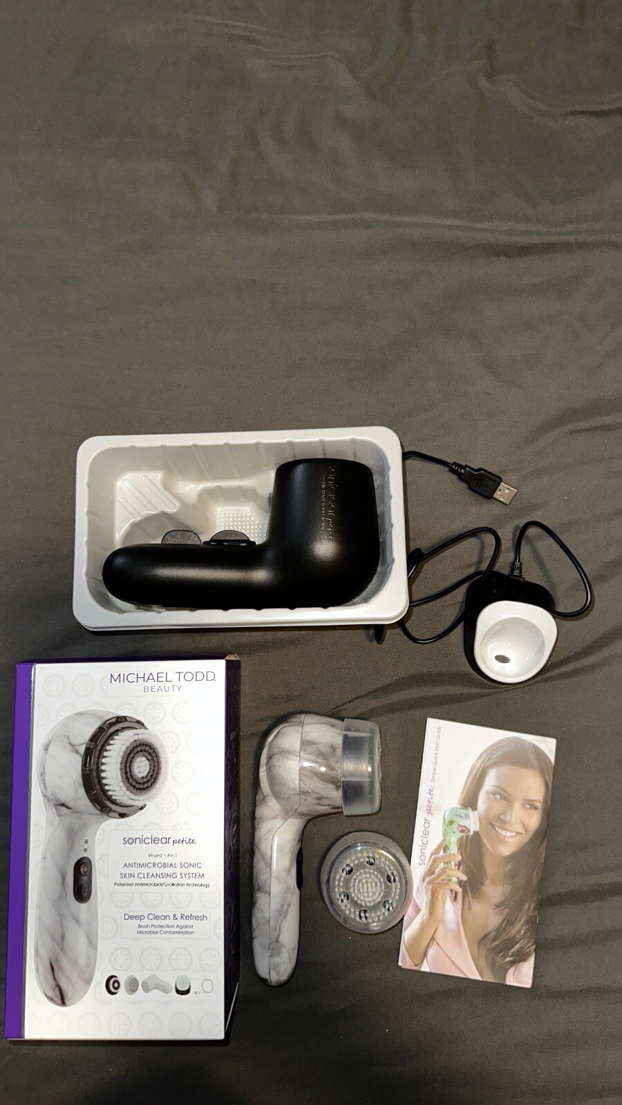 Soniclear Petite Antimicrobial Sonic Skin Cleansing Brush White Marble