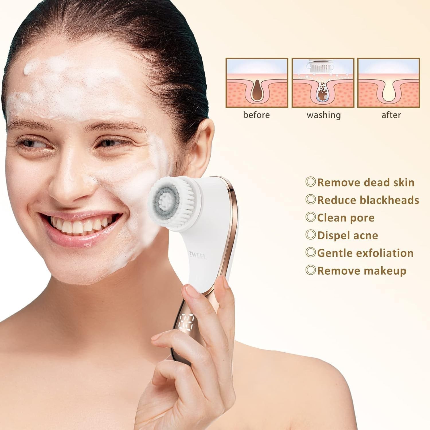 Electric Face Brush Rechargeable Facial Cleanser Spin Exfoliator