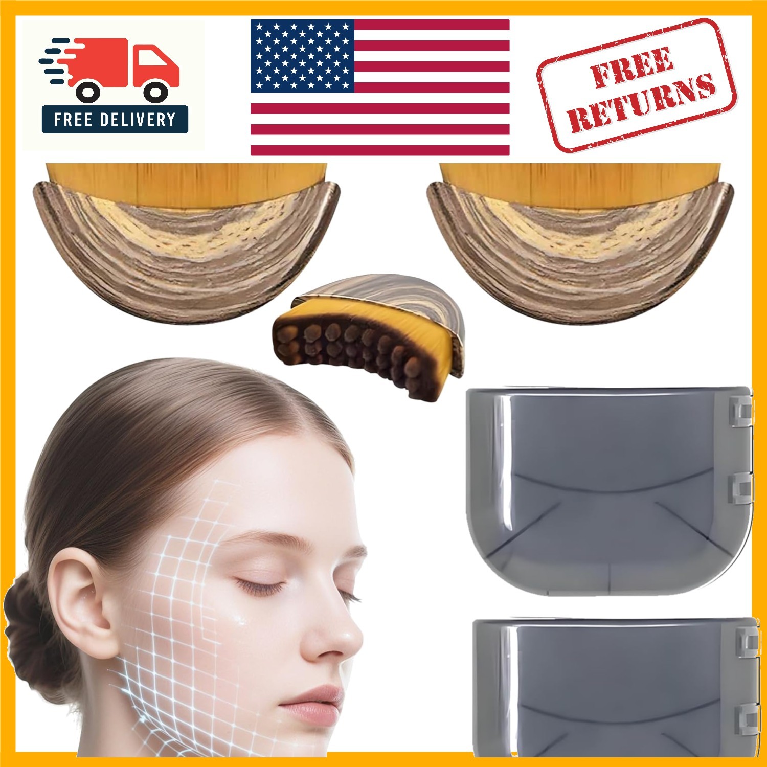 Ultra-Soft 2PCS Lymphatic Drainage Face Brush – Sculpt & Depuff Effectively
