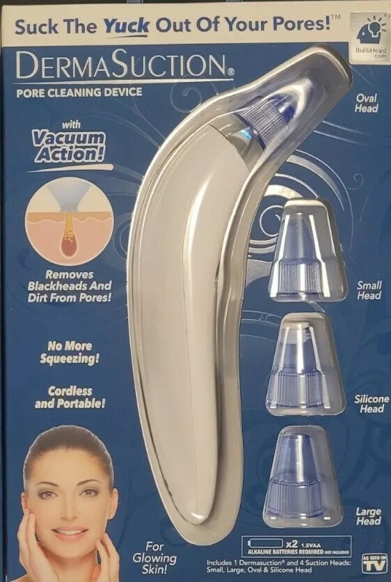 DermaSuction Pore Cleaning Device Rechargeable with Vacuum Action Bulbhead
