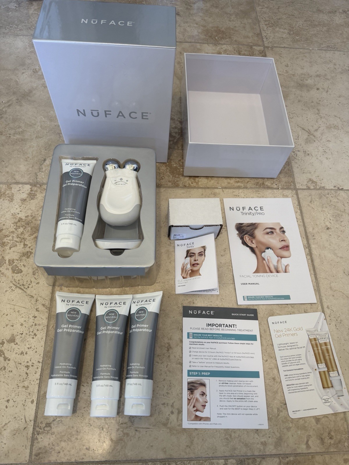 (New) NuFACE Trinity PRO Facial Toning Kit – White In Box With (4) Gel Primers