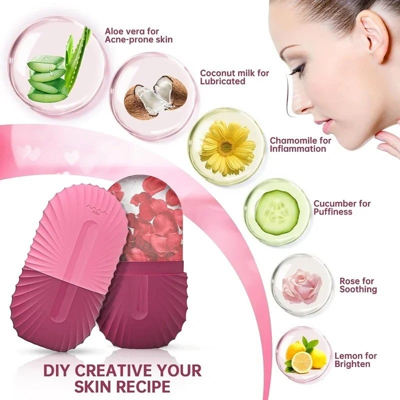 Ice Face Roller Silicone Ice Mold Facial Massager Puffiness Remover