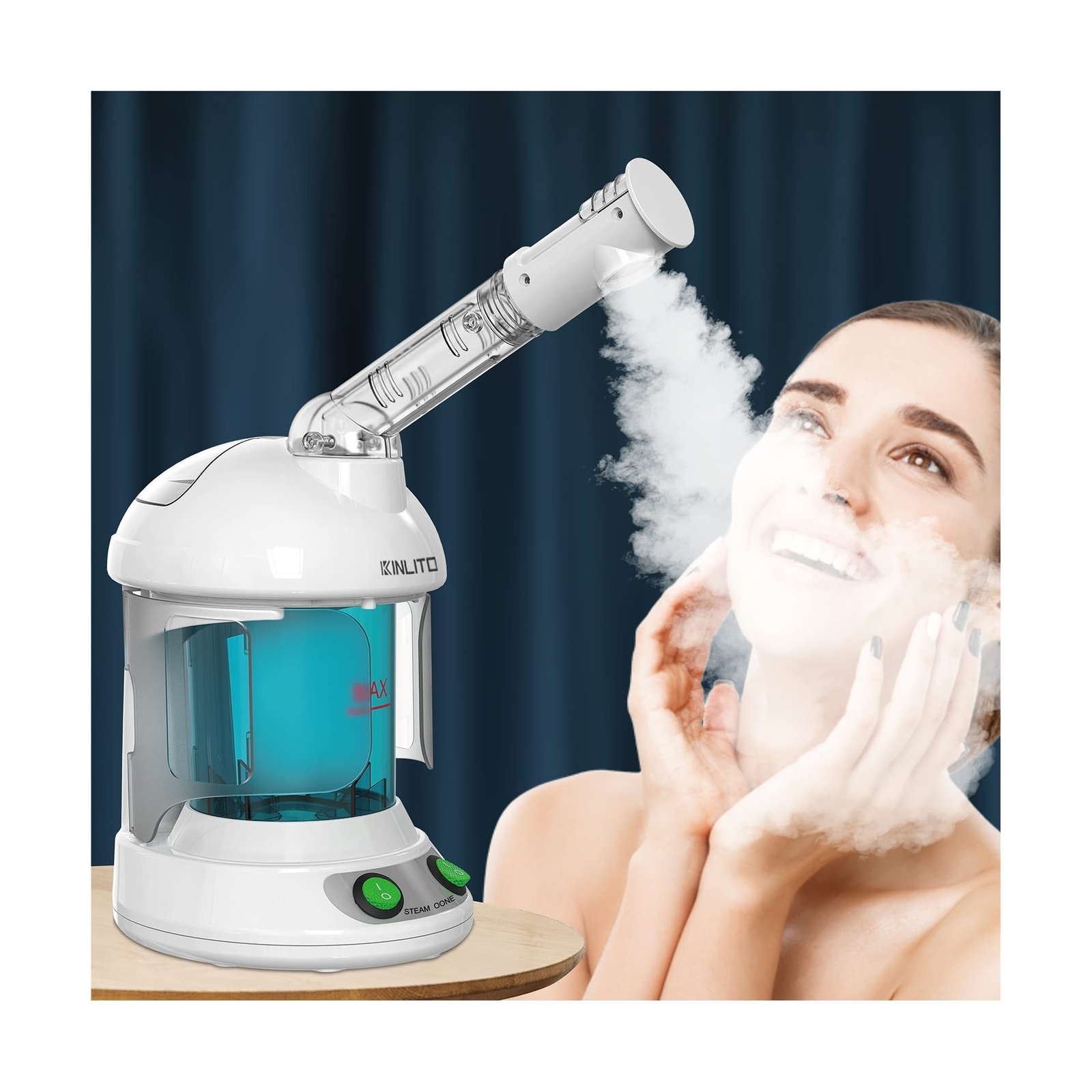 KINLITO Facial Steamer – Ozone Steamer with 360° Rotatable Arm – 40 Min Ste