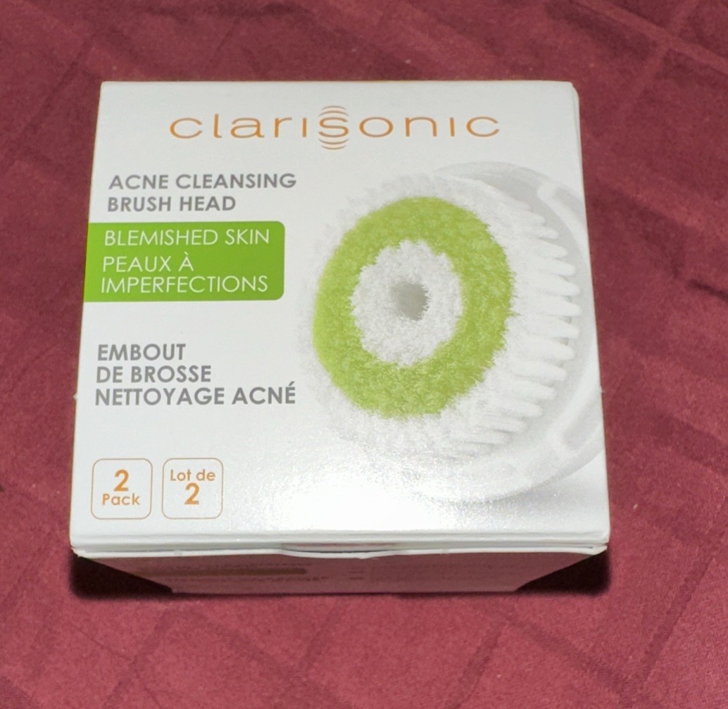 New Authentic Clarisonic Acne Cleansing Face Brush Head New Box 2 pack