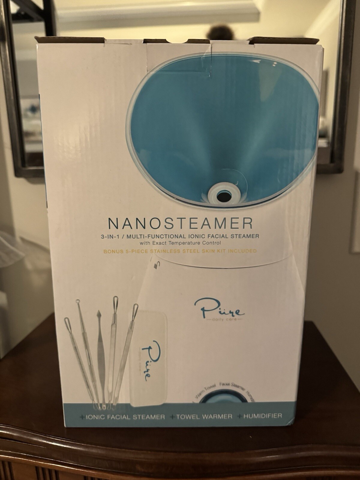 Pure NanoSteamer Large 3-in-1 Nano Ionic Facial Steamer with 5 Piece