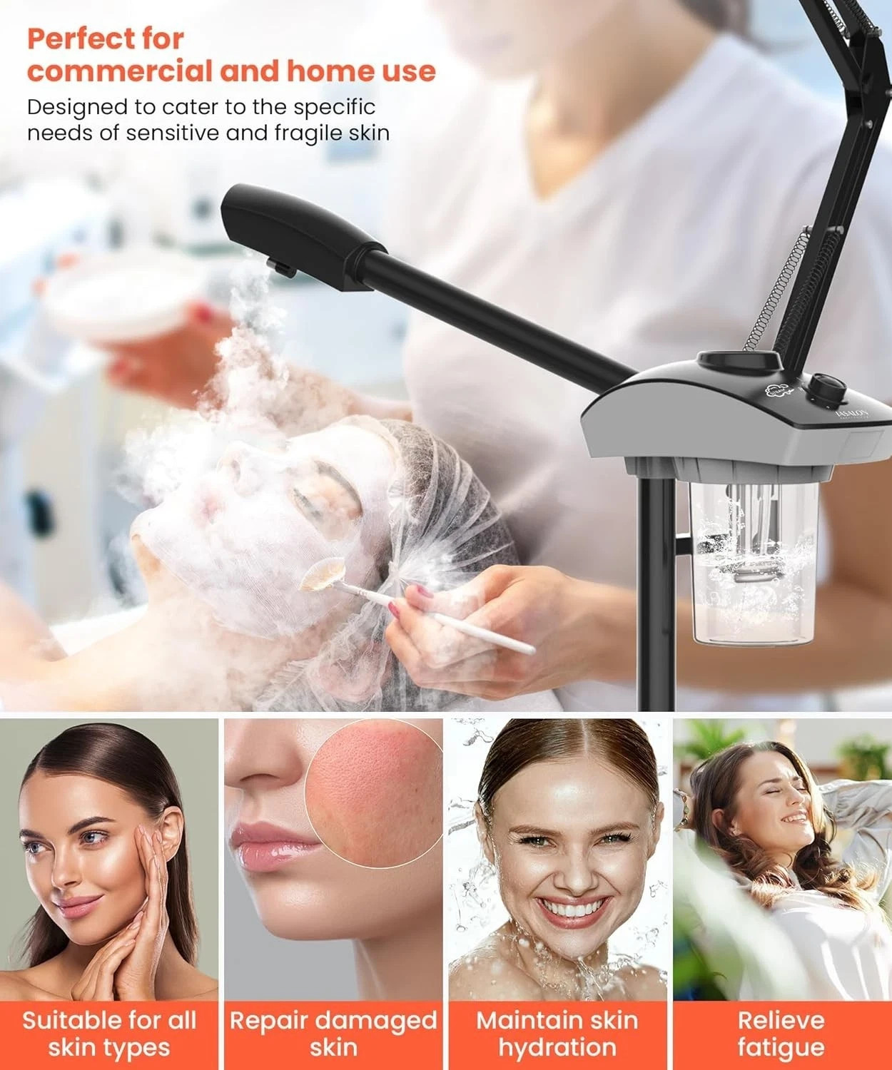 Professional Facial Steamer with 5X Magnifying Lamp, 2-in-1 Esthetician Steamer