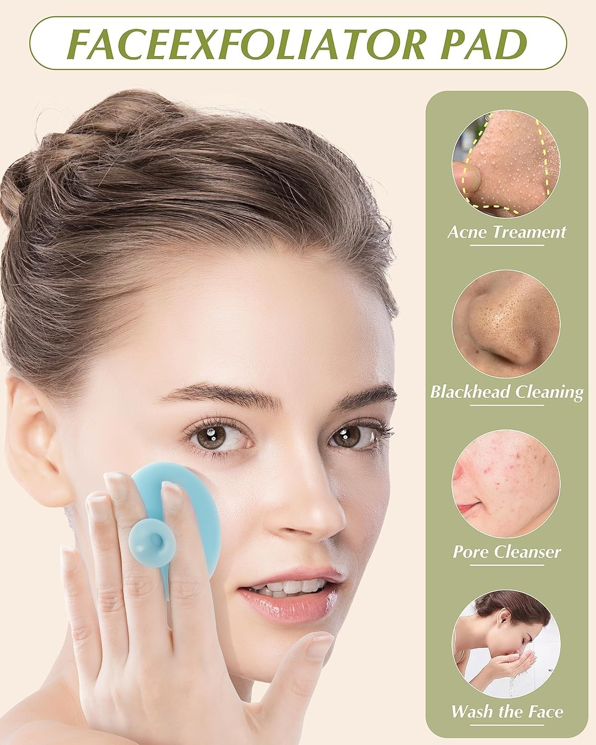8PCS Silicone Face Scrubber Exfoliator Face Cleansing Brush for Deep Cleaning