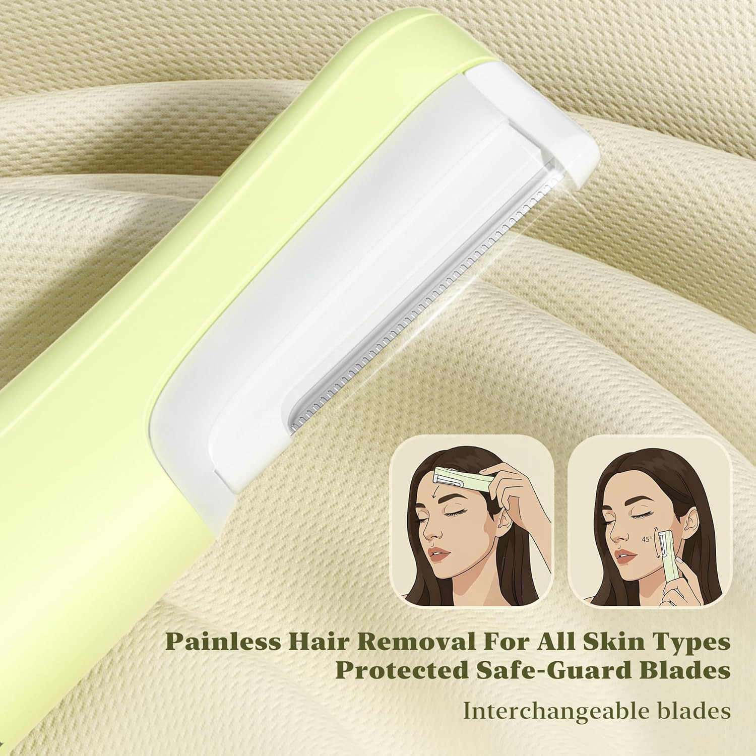 Dermaplaning Tool for Face, Dermaplane Razor for Women Face LED Light Facial Exf