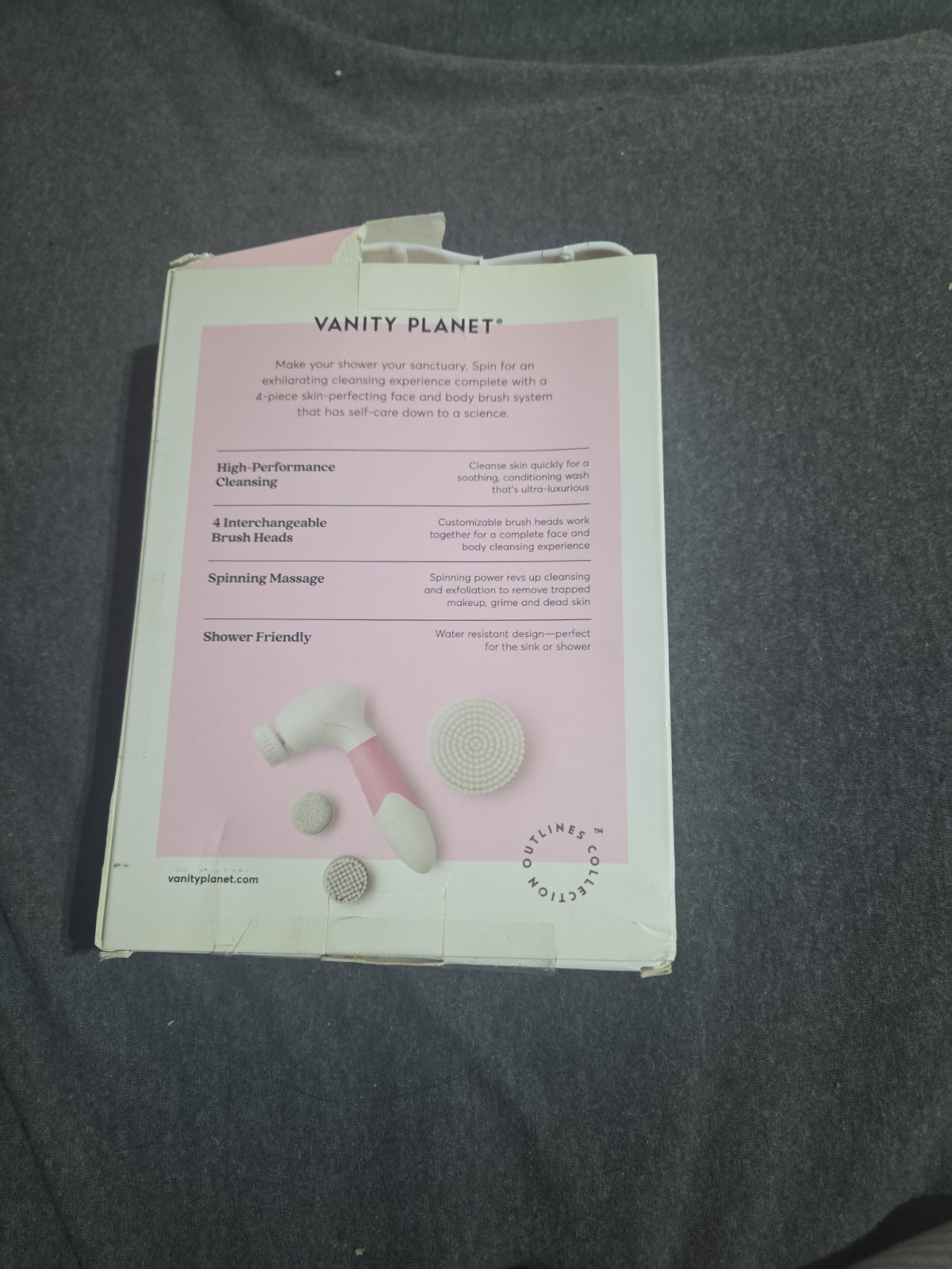 Vanity Planet Face & Body Daily Cleansing System Outlines Exfoliator White Pink