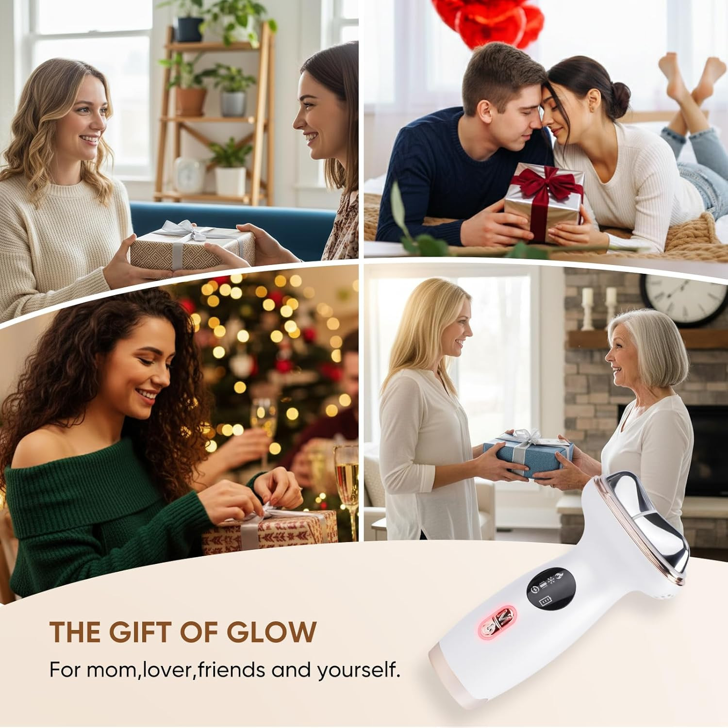 Microcurrent Facial Device with Red Light Therapy – 7-In-1 LED Sculptor & Hot Gu