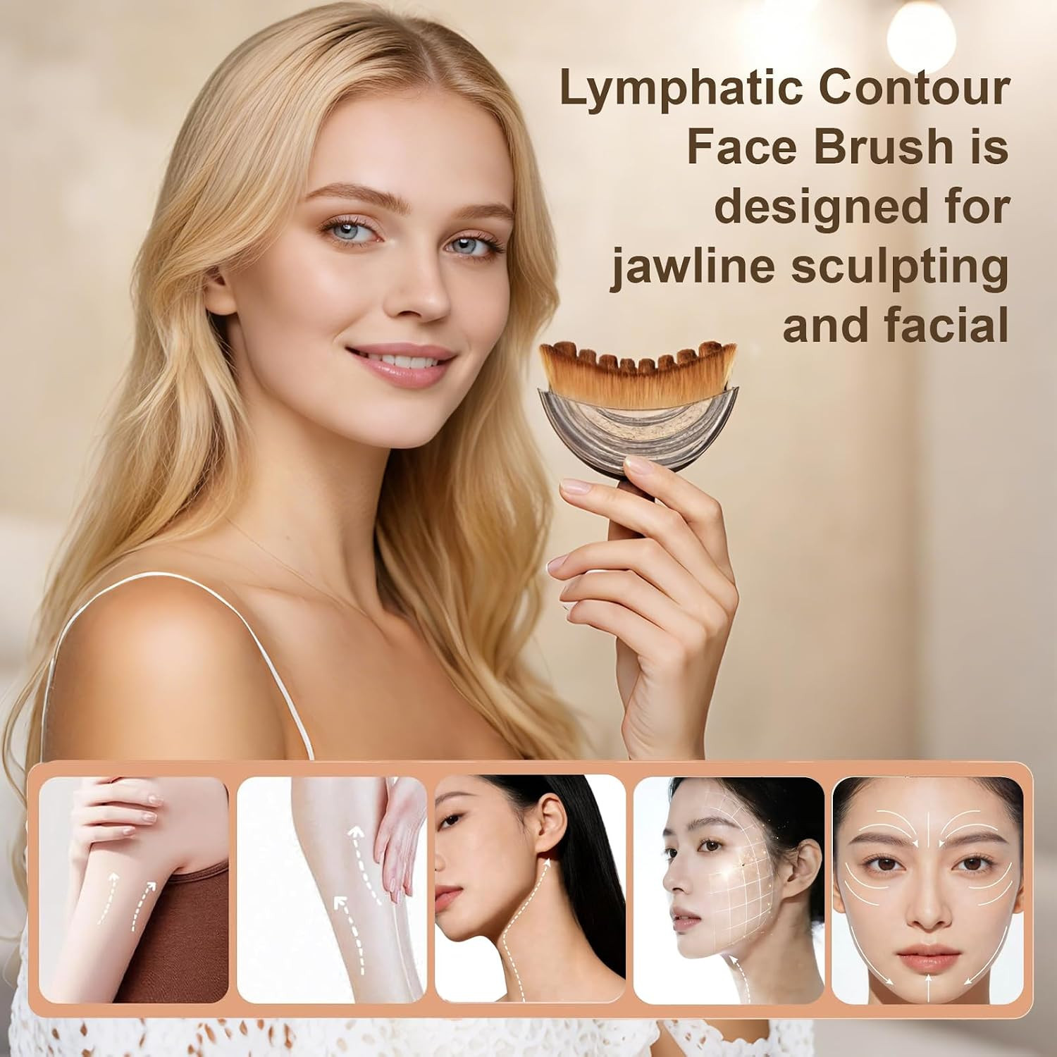 2 PCS Lymphatic Contour Face Brush – Lymphatic Drainage Massager Face Brush &…