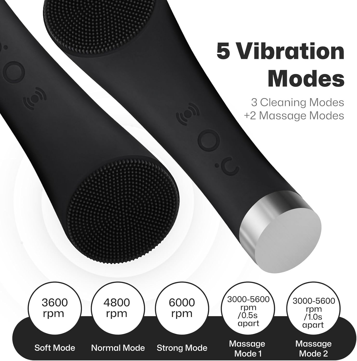 Facial Cleansing Brush, Rechargeable Silicone Face Scrubber with Heat Massage En