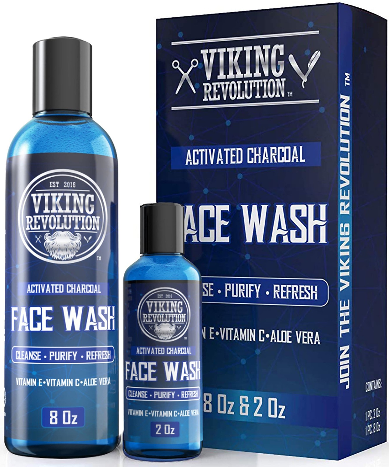 Viking Revolution Charcoal Face Wash for Men- Scrub 10 Fl Oz (Pack of 1), red
