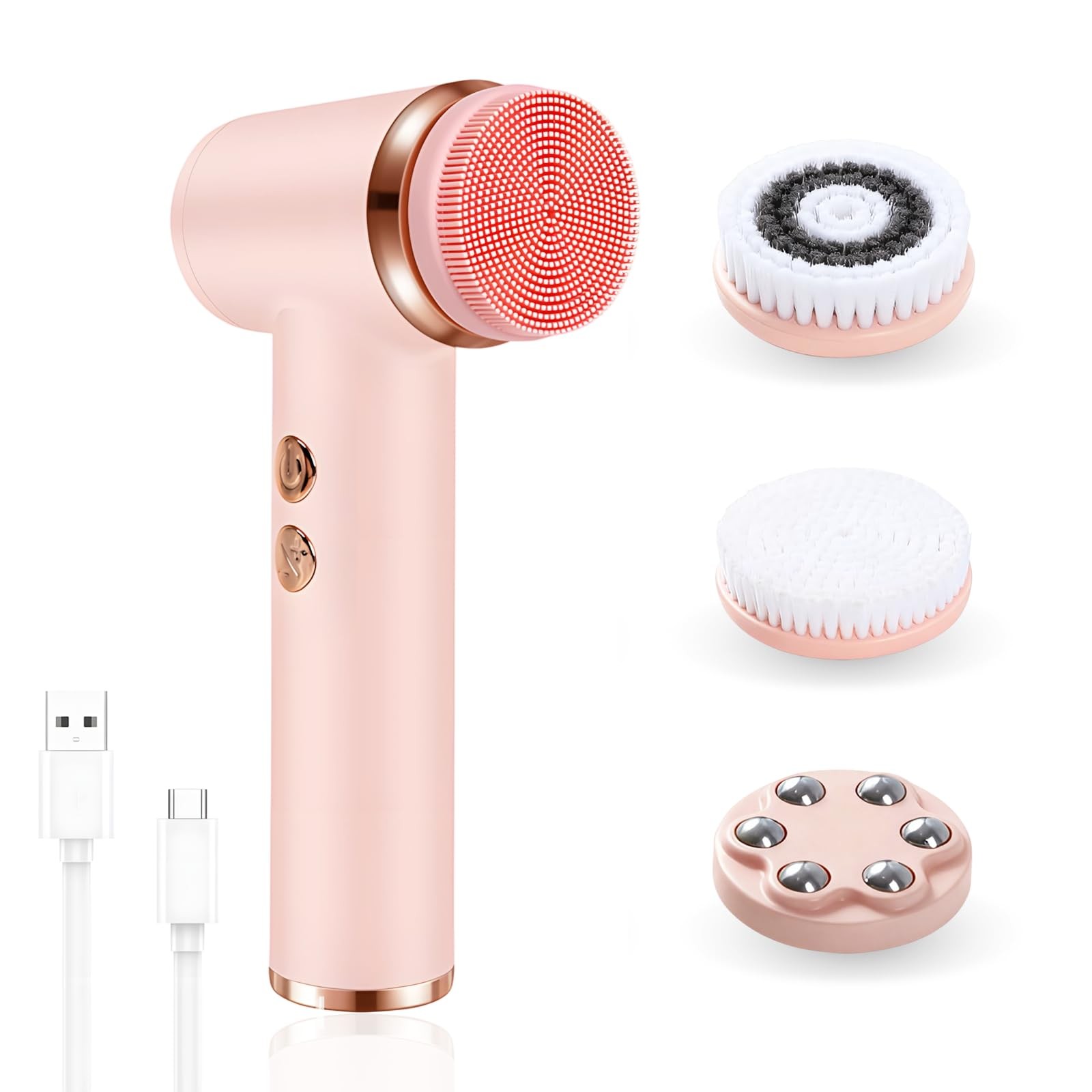 4 in 1 Cleansing Brush, Multi-Function Electrical Wash Brush with 5 Speed Adj…