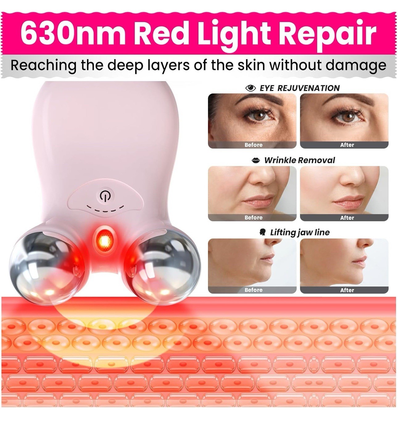 Microcurrent Facial Device with Red Light – Lifts, Firms & Smooths Skin