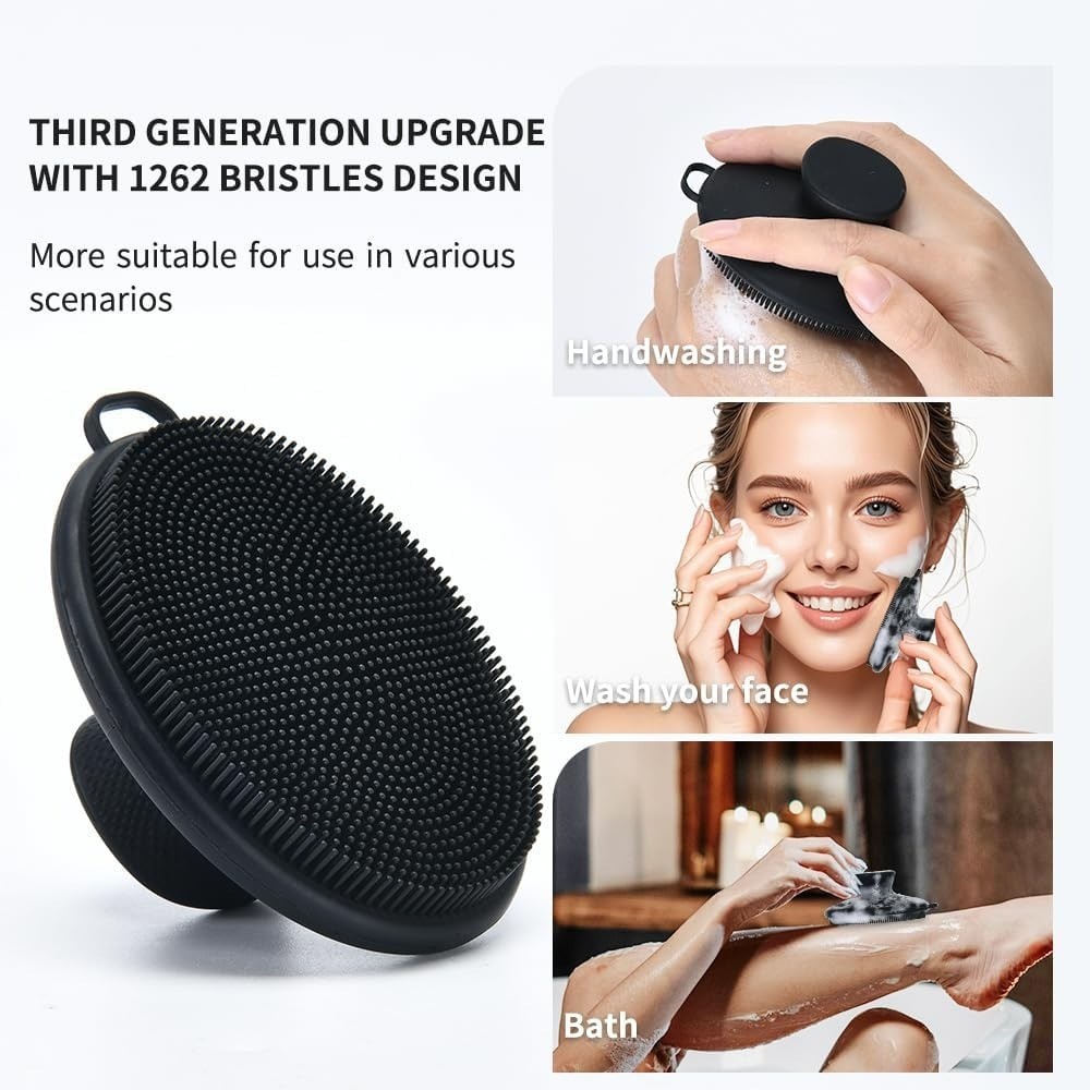 Large Manual Face Cleansing Brush with 1262 Soft Silicone Bristles for