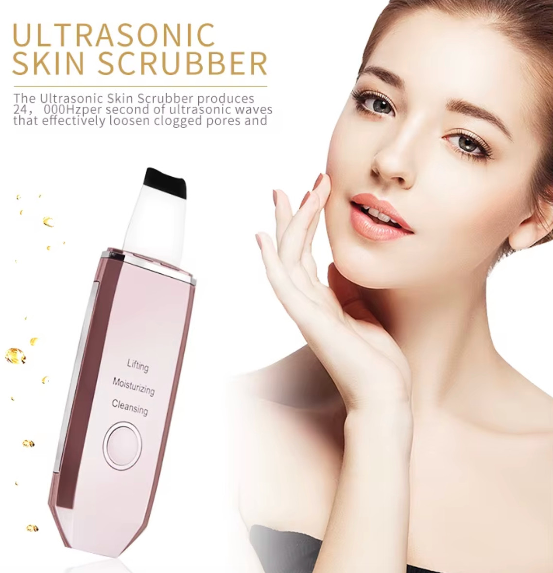 Sonic Face Cleaning Device Face Spatula for Blackheads / Gold Skin Scrubber USB