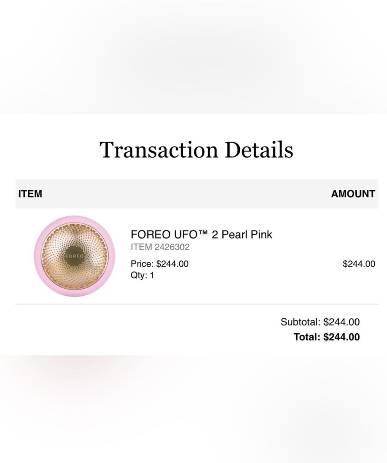 FOREO UFO 2 Smart Facial Mask Device Wireless Bluetooth USB Pearl Pink