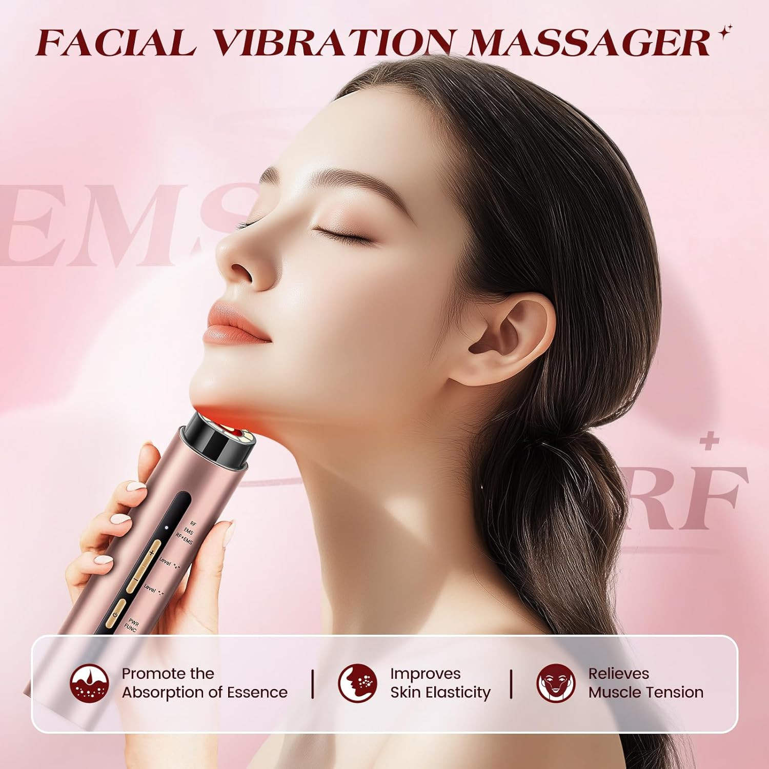 Microcurrent Facial Device, 3 Modes Red Light Therapy for Face and Neck, Skin Ca