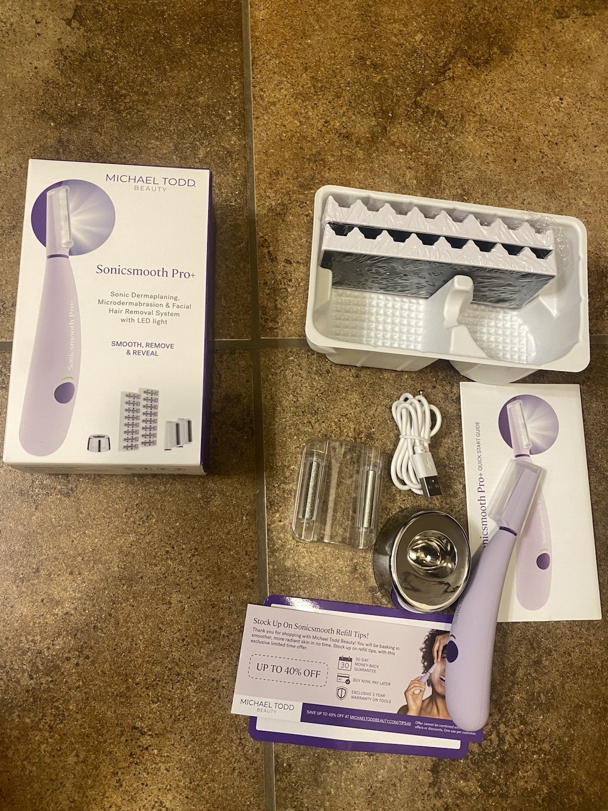 Michael Todd Beauty Sonicsmooth Pro+ Sonic Dermaplaning System w/ LED Light-Read
